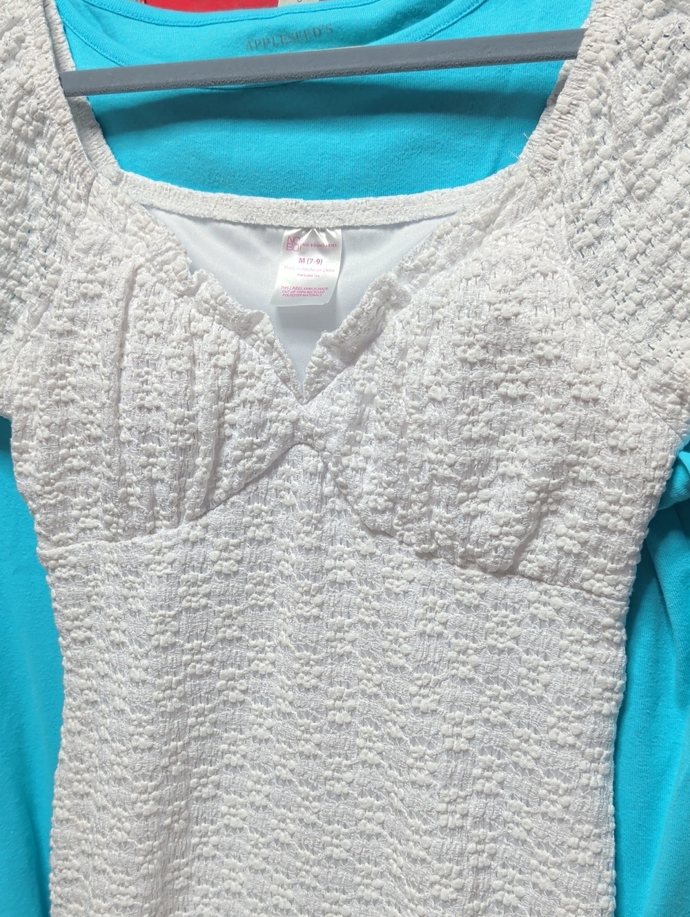 No Boundaries White Textured Empire-Waist Tunic